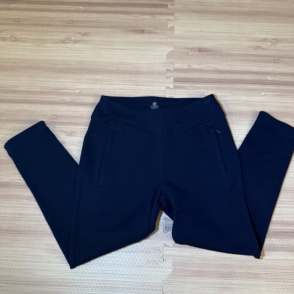 T by Talbots Navy Blue Zippered Pockets Crop Leggings Pants Sz P Petites PP - Picture 2 of 8